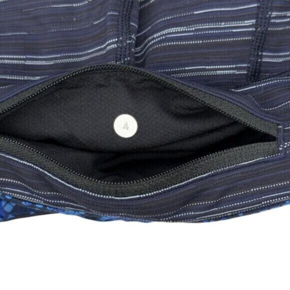 LULULEMON Pace Rival Crop Leggings Cyber Stripe Naval Blue Black Womens Size 4 - Picture 12 of 12